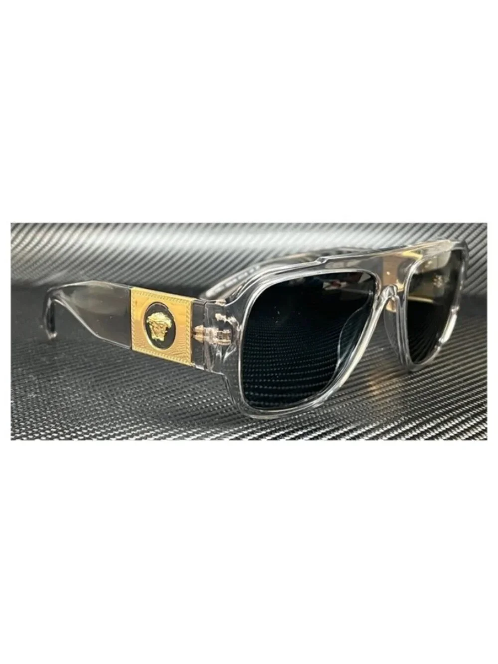 New Versace Men Transparent Grey Sunglasses 57-18-140